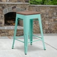 thumbnail image 1 of Emma + Oliver 24"H Backless Mint Green Counter Height Stool with Wood Seat, 1 of 3