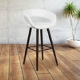 thumbnail image 1 of Emma + Oliver 24"H Cappuccino Wood Rounded Back Counter Stool - White Vinyl, 1 of 7