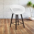 thumbnail image 1 of Emma + Oliver 24"H Cappuccino Wood Rounded Open Back Counter Stool - White Vinyl, 1 of 12