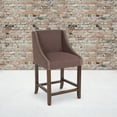 thumbnail image 1 of Emma + Oliver 24" High Walnut Counter Height Stool with Accent Nail Trim in Brown Fabric, 1 of 11