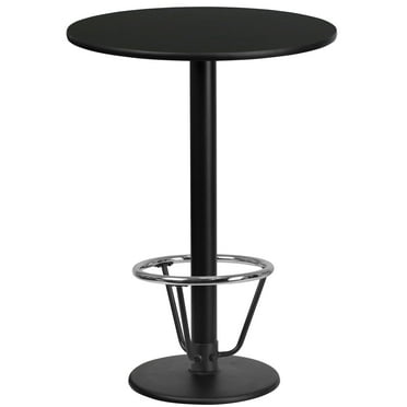 Emma + Oliver 24"RD Black Laminate Bar Table Top-18"RD Base/Foot Ring