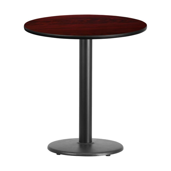 Emma + Oliver 24"RD Mahogany Laminate Table Top with 18"RD Base