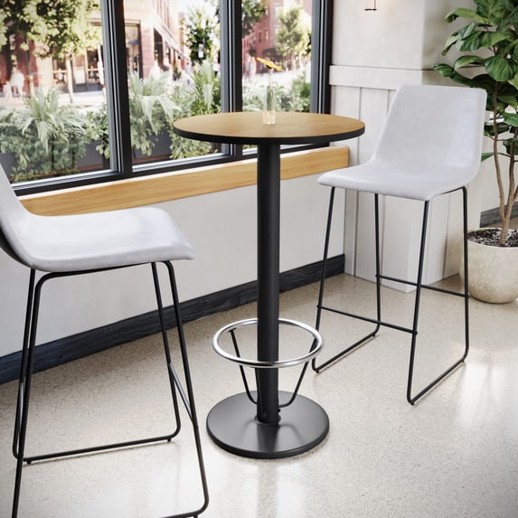 Emma + Oliver 24"RD Natural Laminate Bar Table Top-18"RD Base/Foot Ring