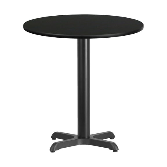 Emma + Oliver 24" Round Black Laminate Table Top with 22"x22" Table Height Base
