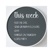 Emma + Oliver 18" Round Wall Mounted Magnetic Chalkboard with Eraser and Chalk in Whitewash