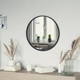 thumbnail image 1 of Emma + Oliver 24" Round Wall Mounted Mirror with Matte Black Iron Frame, Silver Backing and Shatterproof Glass for Entryways, Bathrooms and More, 1 of 12