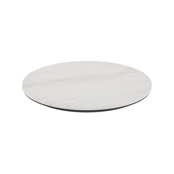 Emma + Oliver 24" Round White Faux Marble Outdoor Tabletop with Seamless Surface Technology, Moisture, Scratch, Heat, UV Resistant