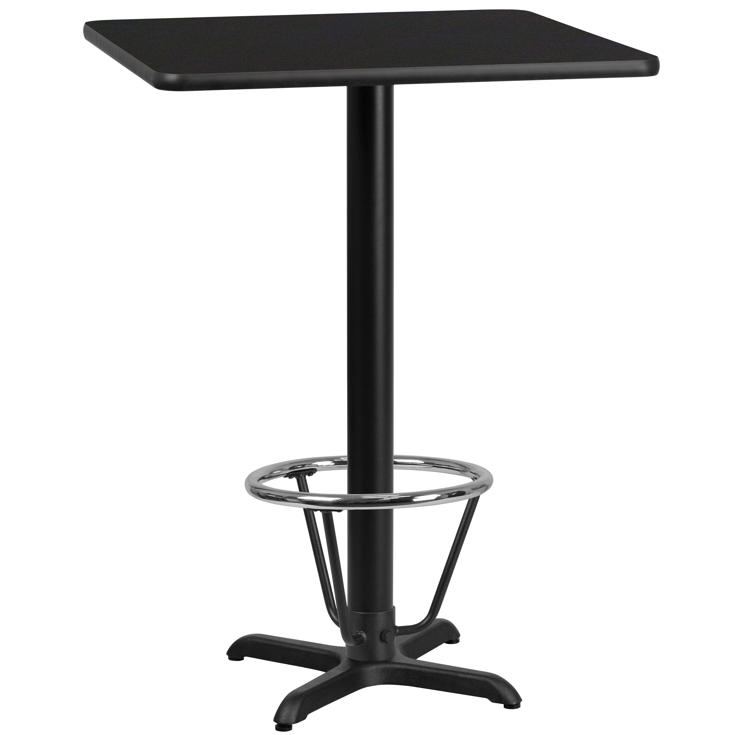 Emma + Oliver 24" Square Black Laminate Bar Table Top22"x22" Base/Foot