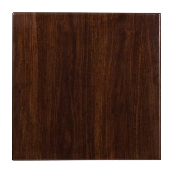 Emma + Oliver 24" Square High-Gloss Walnut Resin Table Top
