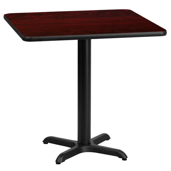 Emma + Oliver 24" Square Mahogany Laminate Table Top with 22"x22" Base