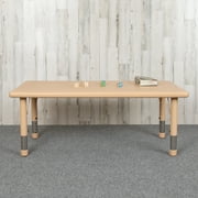 Emma + Oliver 24"W x 48"L Natural Plastic Adjustable Activity Table - School Table for 6