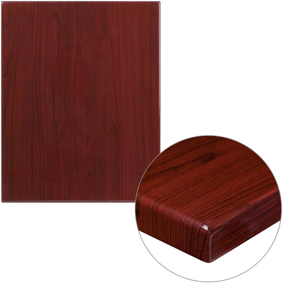 Emma + Oliver 24" x 30" Rectangular High-Gloss Mahogany Resin Table Top