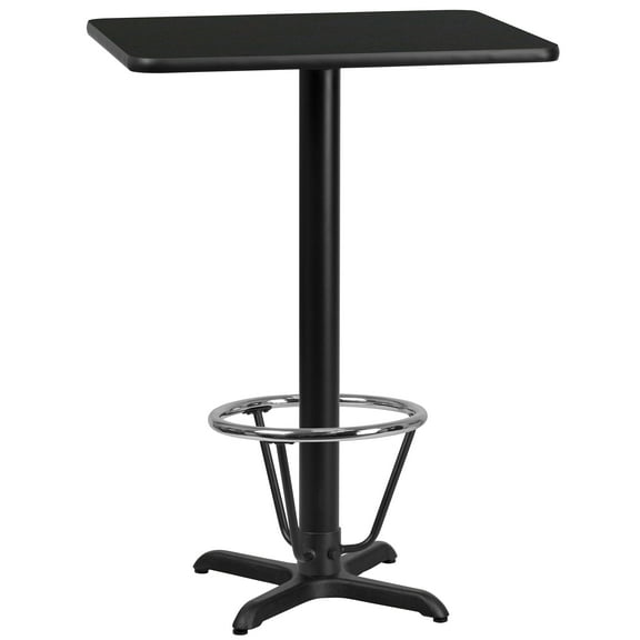 Emma + Oliver 24"x30" Black Laminate Bar Table Top-22"x22" Base/Foot Ring