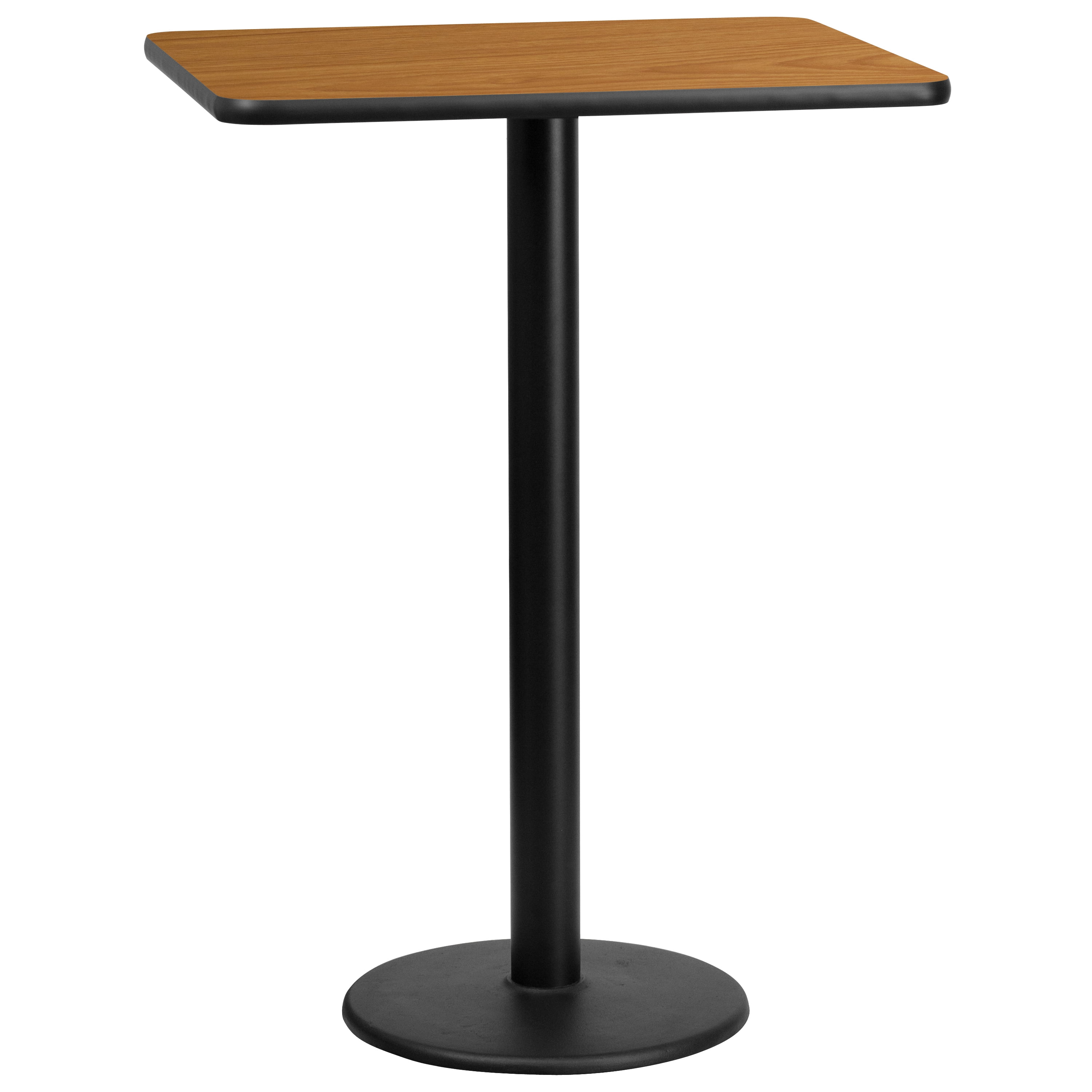 Natural Wood Laminate Bar Height Table with Black Form Base