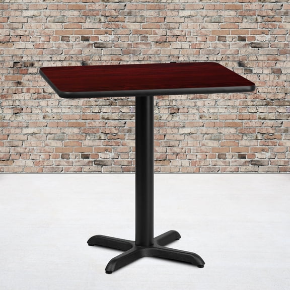 Emma + Oliver 24"x30" Rectangular Mahogany Laminate Table Top with 22"x22" Base