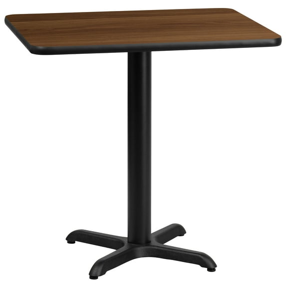 Emma + Oliver 24"x30" Rectangular Walnut Laminate Table Top with 22"x22" Base