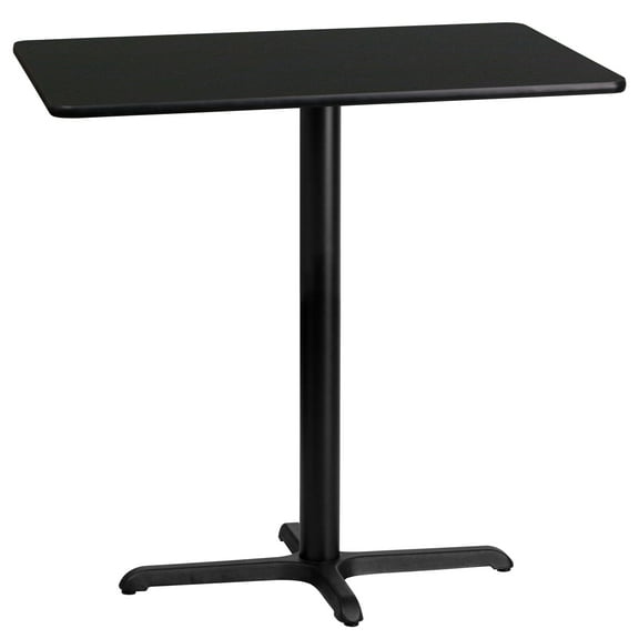Emma + Oliver 24"x42" Black Laminate Bar Table Top-23.5"x29.5" Base