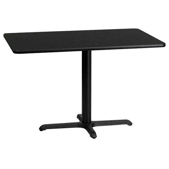 Emma + Oliver 24"x42" Rectangular Black Laminate Table Top with 23.5"x29.5" Base