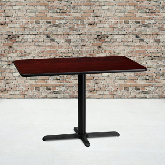 Emma + Oliver 24"x42" Rectangular Mahogany Laminate Table Top with 23.5"x29.5" Base