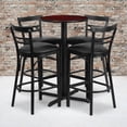 thumbnail image 1 of Emma + Oliver 24RD Mahogany Table Set-X-Base-4 2Slat Back Stools,Black Seat, 1 of 2