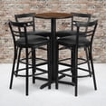 thumbnail image 1 of Emma + Oliver 24RD Walnut Table Set-X-Base-4 2Slat Ladder Back Stools,Black Seat, 1 of 2