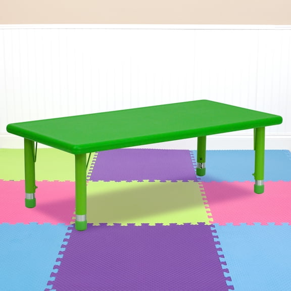 Emma + Oliver 24x48 Green Plastic Height Adjustable Activity Table