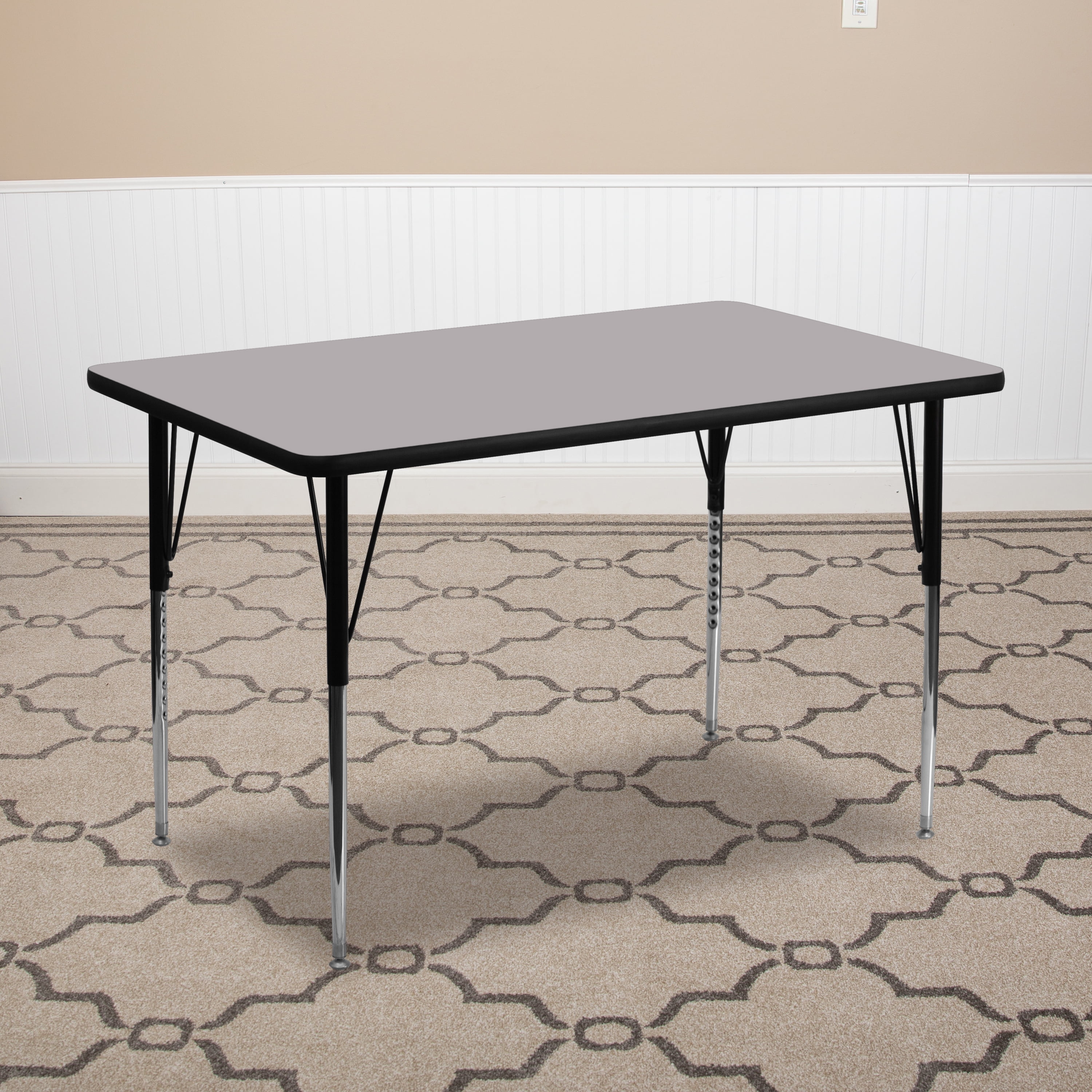 Gray Adjustable Height Laminate Activity Table with Steel Legs