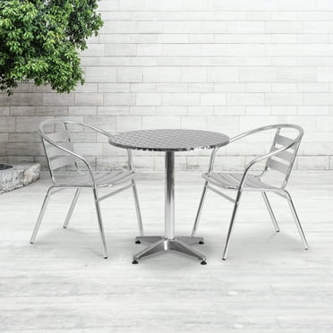 Emma + Oliver 27.5" Round Aluminum Indoor-Outdoor Table