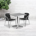 thumbnail image 1 of Emma + Oliver 27.5" Square Aluminum Table Set-2 Black Rattan Chairs, 1 of 13