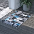 thumbnail image 1 of Emma + Oliver 2x3 Modern Cubist Olefin Accent Rug in Gradient Shades of Black, Gray and Blue with Natural Jute Backing, 1 of 7