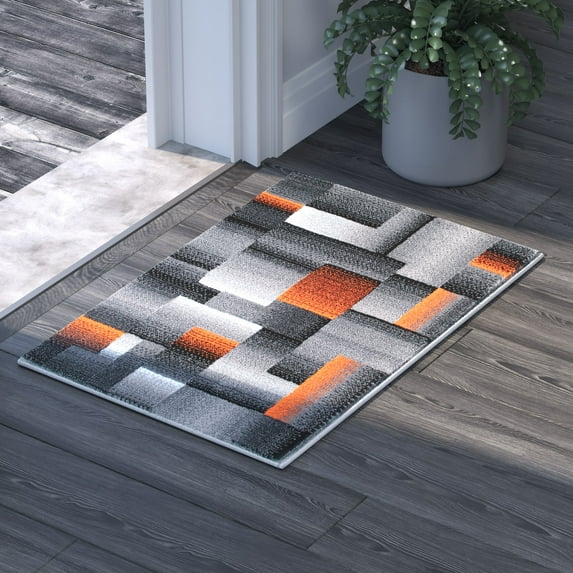 Emma + Oliver 2x3 Modern Cubist Olefin Accent Rug in Gradient Shades of ...