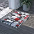 thumbnail image 1 of Emma + Oliver 2x3 Modern Cubist Olefin Accent Rug in Gradient Shades of Black, Gray and Red with Natural Jute Backing, 1 of 7