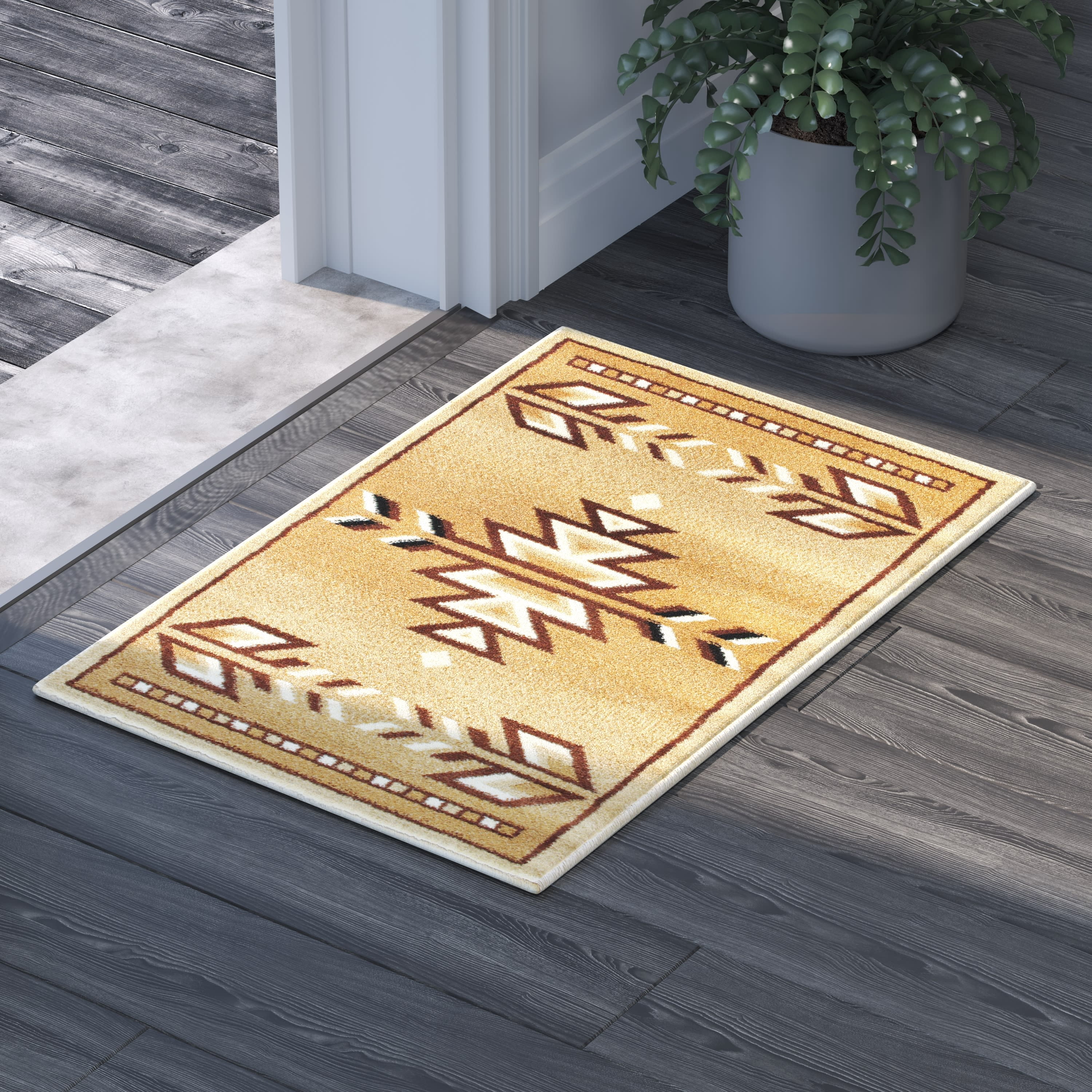 Emma + Oliver 2x3 Olefin Accent Rug with Southwestern Geometric Arrow ...