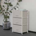 thumbnail image 1 of Emma + Oliver 3 Drawer Vertical Storage Dresser with White Wood Top & Gray Fabric Pull Drawers, 1 of 11