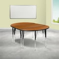 thumbnail image 1 of Emma + Oliver 3 Piece 76" Oval Wave Collaborative Oak Adjustable Activity Table Set, 1 of 14