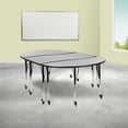 thumbnail image 1 of Emma + Oliver 3 Piece Mobile 86" Oval Wave Collaborative Grey Adjustable Activity Table Set, 1 of 14