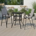thumbnail image 1 of Emma + Oliver 3 Piece Outdoor Bar Height Set-Glass Patio Bar Table-Gray All-Weather Barstools, 1 of 12