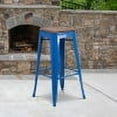 thumbnail image 1 of Emma + Oliver 30"H Backless Blue Metal Barstool with Square Wood Seat, 1 of 14