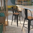 thumbnail image 1 of Emma + Oliver 30"H Black Metal Barstool with Back and Wood Seat, 1 of 12