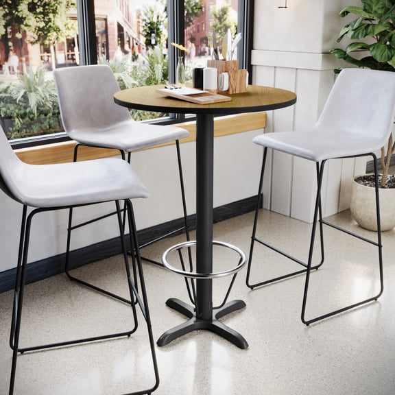 Emma + Oliver 30"RD Natural Laminate Bar Table Top-22"x22" Base/Foot Ring