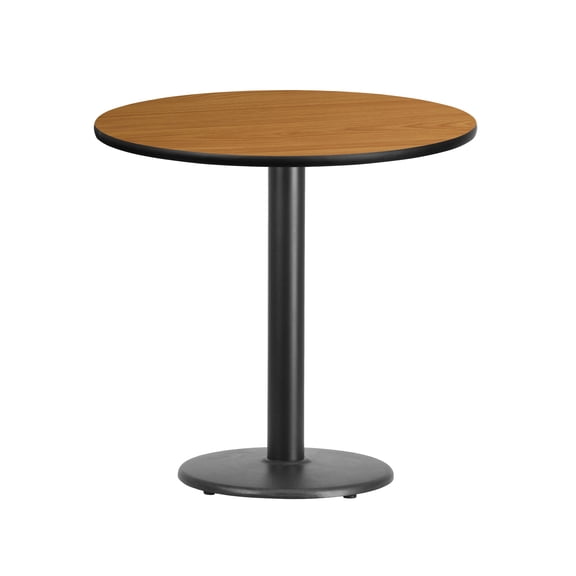 Emma + Oliver 30"RD Natural Laminate Table Top with 18"RD Base