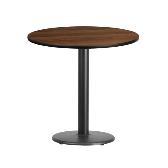 Emma + Oliver 30"RD Walnut Laminate Table Top with 18"RD Base
