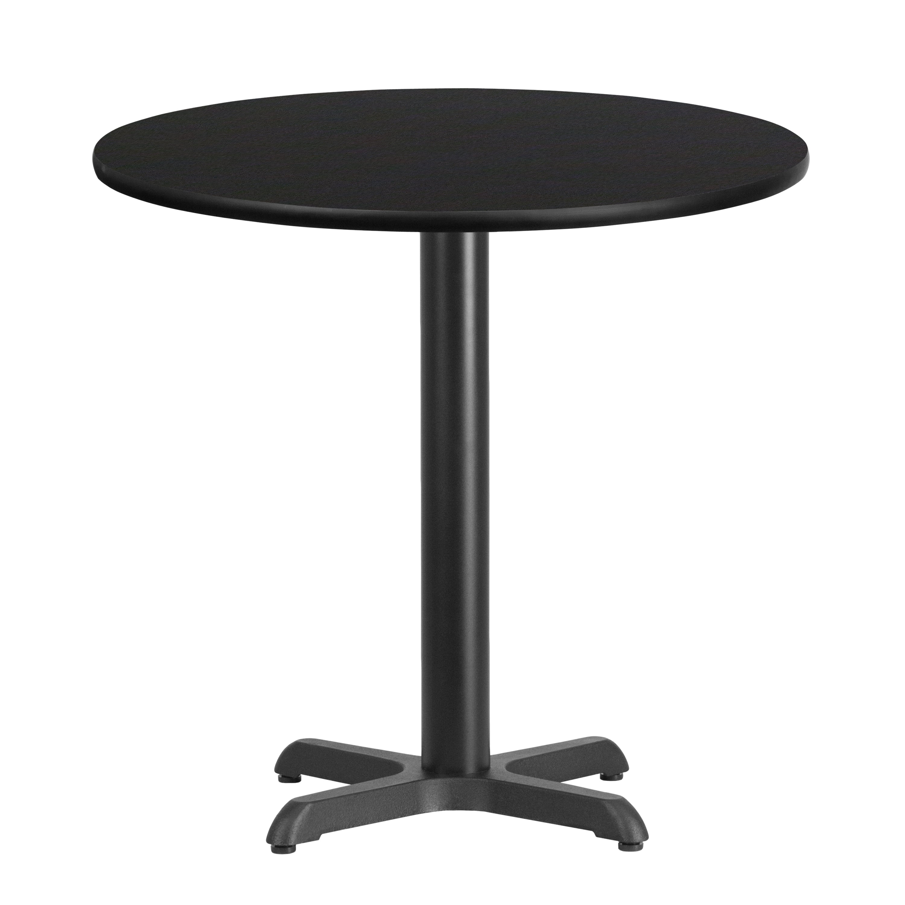 Emma Black Laminate Round Dining Table with Criss Cross Base
