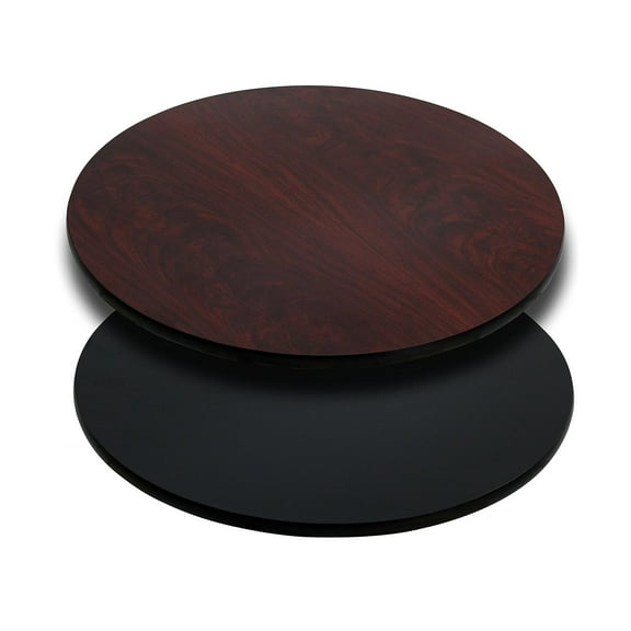 Emma + Oliver 30" Round Black/Mahogany Reversible Laminate Table Top