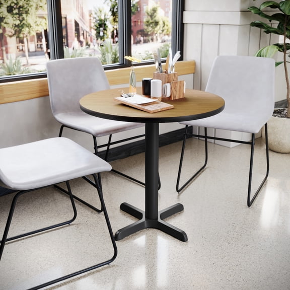 Emma + Oliver 30" Round Natural/Walnut Reversible Laminate Table Top