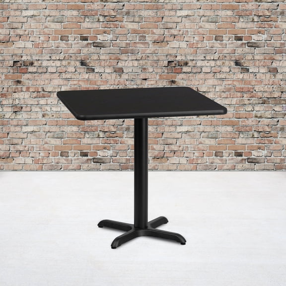 Emma + Oliver 30" Square Black Laminate Table Top with 22"x22" Table Height Base