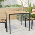 thumbnail image 1 of Emma + Oliver 30" x 48" All-Weather Faux Teak Patio Dining Table with Steel Frame - Seats 4, 1 of 10