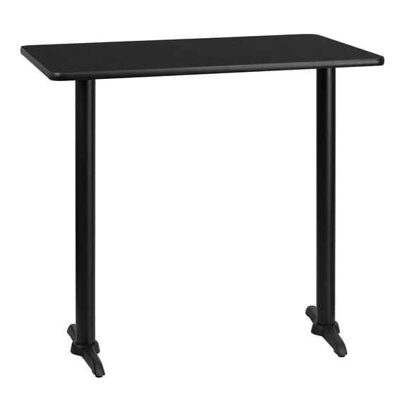 Emma + Oliver 30"x42" Black Laminate Bar Table Top-5"x22" Bases