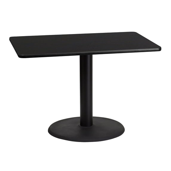 Emma + Oliver 30"x42" Rectangular Black Laminate Table Top with 24"RD Base
