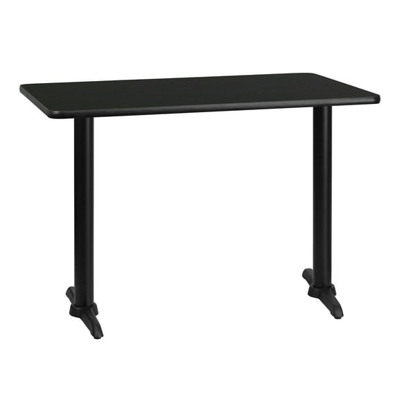 Emma + Oliver 30"x42" Rectangular Black Laminate Table Top with 5"x22" Bases